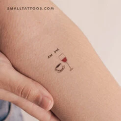 Small AM Coffee PM Wine Temporary Tattoo (Set Of 3)