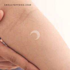 White Crescent Moon Temporary Tattoo (Set Of 3)