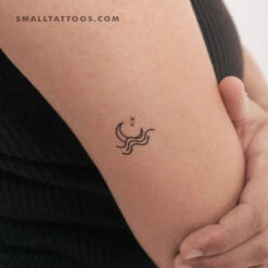Sea Moon And Stars Temporary Tattoo (Set Of 3)