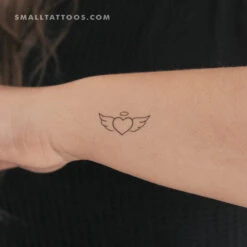 Winged Heart And Halo Temporary Tattoo (Set Of 3)