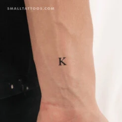 K Uppercase Serif Letter Temporary Tattoo (Set Of 3)