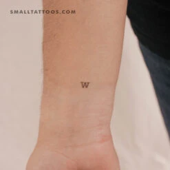 W Lowercase Typewriter Letter Temporary Tattoo (Set Of 3)