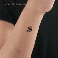 Gothic Style Uppercase S Letter Temporary Tattoo (Set Of 3)