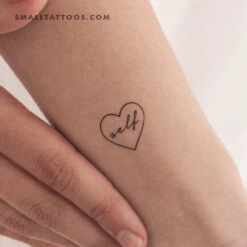 Self-Love Heart Outline Temporary Tattoo (Set Of 3)