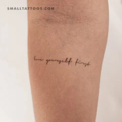 Handwritten Font Love Yourself First Temporary Tattoo (Set Of 3)