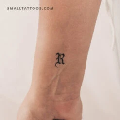 Gothic Style Uppercase R Letter Temporary Tattoo (Set Of 3)