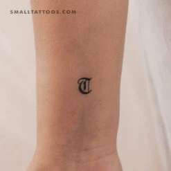 Gothic Style Uppercase T Letter Temporary Tattoo (Set Of 3)