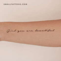 Girl You Are Beautiful Temporary Tattoo (Set Of 3)