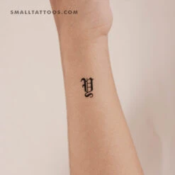 Gothic Style Uppercase Y Letter Temporary Tattoo (Set Of 3)