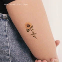 Watercolor Sunflower Temporary Tattoo (Set Of 3)