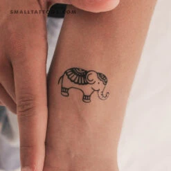 Ornamental Elephant Temporary Tattoo (Set Of 3)