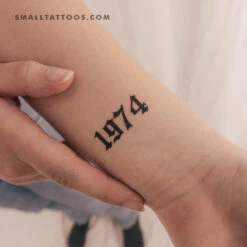 Gothic 1974 Birth Year Temporary Tattoo - Set Of 3