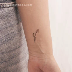 Tulip And Butterfly Temporary Tattoo (Set Of 3)