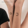 Matching Sun And Moon Temporary Tattoo (Set Of 3+3)