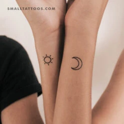 Matching Sun And Moon Temporary Tattoo (Set Of 3+3)