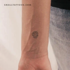 Fine Line Sugar Skull Temporary Tattoo - Set Of 3