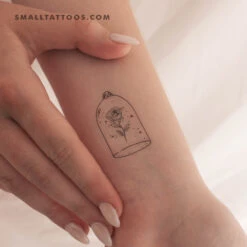 Rose In A Glass Dome Temporary Tattoo (Set Of 3)