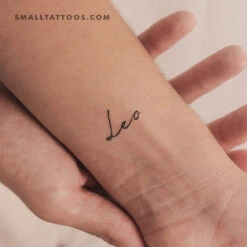 Handwritten Leo Temporary Tattoo (Set Of 3)