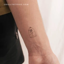 Small Rose In A Glass Dome Temporary Tattoo (Set Of 3)