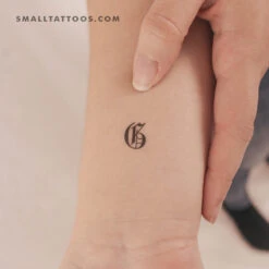 Gothic Style Uppercase G Letter Temporary Tattoo (Set Of 3)