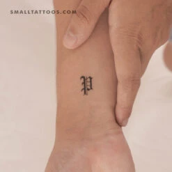 Gothic Style Uppercase P Letter Temporary Tattoo (Set Of 3)