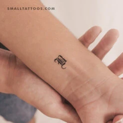 Gothic Style Uppercase B Letter Temporary Tattoo (Set Of 3)