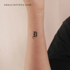 Gothic Style Uppercase D Letter Temporary Tattoo (Set Of 3)