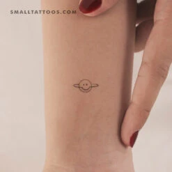 Smiley Saturn Temporary Tattoo (Set Of 3)