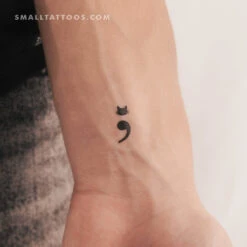 Semicolon Cat Temporary Tattoo (Set Of 3)