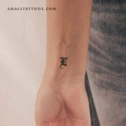 Gothic Style Uppercase L Letter Temporary Tattoo (Set Of 3)