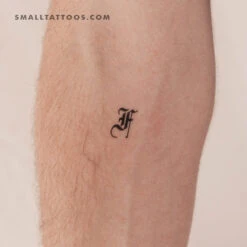 Gothic Style Uppercase F Letter Temporary Tattoo (Set Of 3)