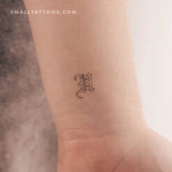 Old English H Letter Temporary Tattoo (Set Of 3)