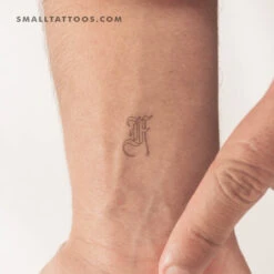 Old English F Letter Temporary Tattoo (Set Of 3)