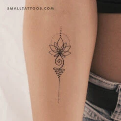 Unalome Lotus Temporary Tattoo (Set Of 3)