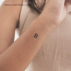 B Uppercase Serif Letter Temporary Tattoo (Set Of 3)