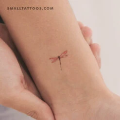 Red Watercolor Dragonfly Temporary Tattoo (Set Of 3)