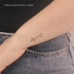 Fine Line Dachshund Temporary Tattoo (Set Of 3)