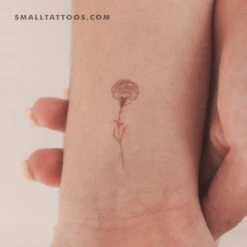 Red Carnation Temporary Tattoo (Set Of 3)