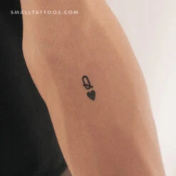 Black Queen Of Hearts Temporary Tattoo (Set Of 3)