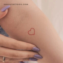 Red Heart Outline Temporary Tattoo (Set Of 3)