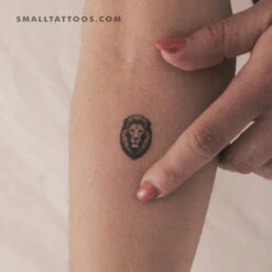 Small Black And Grey Lion Portrait Temporary Tattoo (Set Of 3)