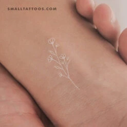 White Ink Baby's Breath Temporary Tattoo (Set Of 3)