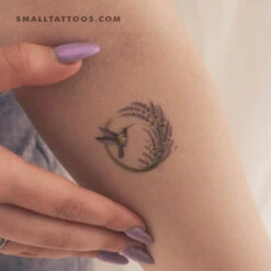 Watercolor Hummingbird And Lavender Temporary Tattoo (Set Of 3)