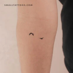 Two Flying Birds Temporary Tattoo (Set Of 3)