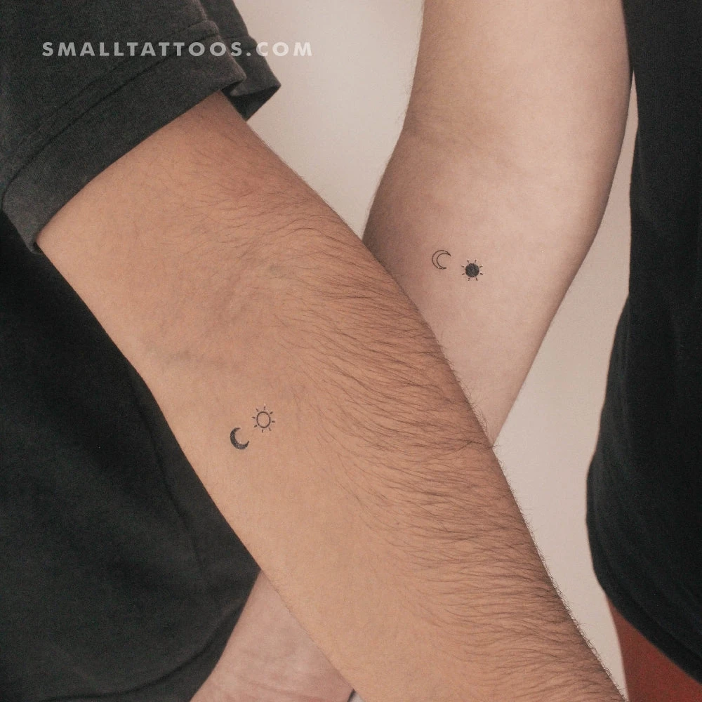 Matching Sun & Moon Couples Temporary Tattoos (Set Of 3+3) 4 Matching Sun & Moon Couples Temporary Tattoos (Set Of 3+3) - Image 2