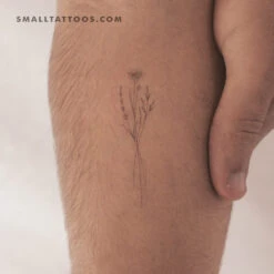 Harmlessberry's Fine Line Flower Bouquet II Temporary Tattoo (Set Of 3)