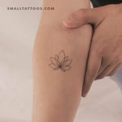 Fine Line Lotus Flower Temporary Tattoo (Set Of 3)