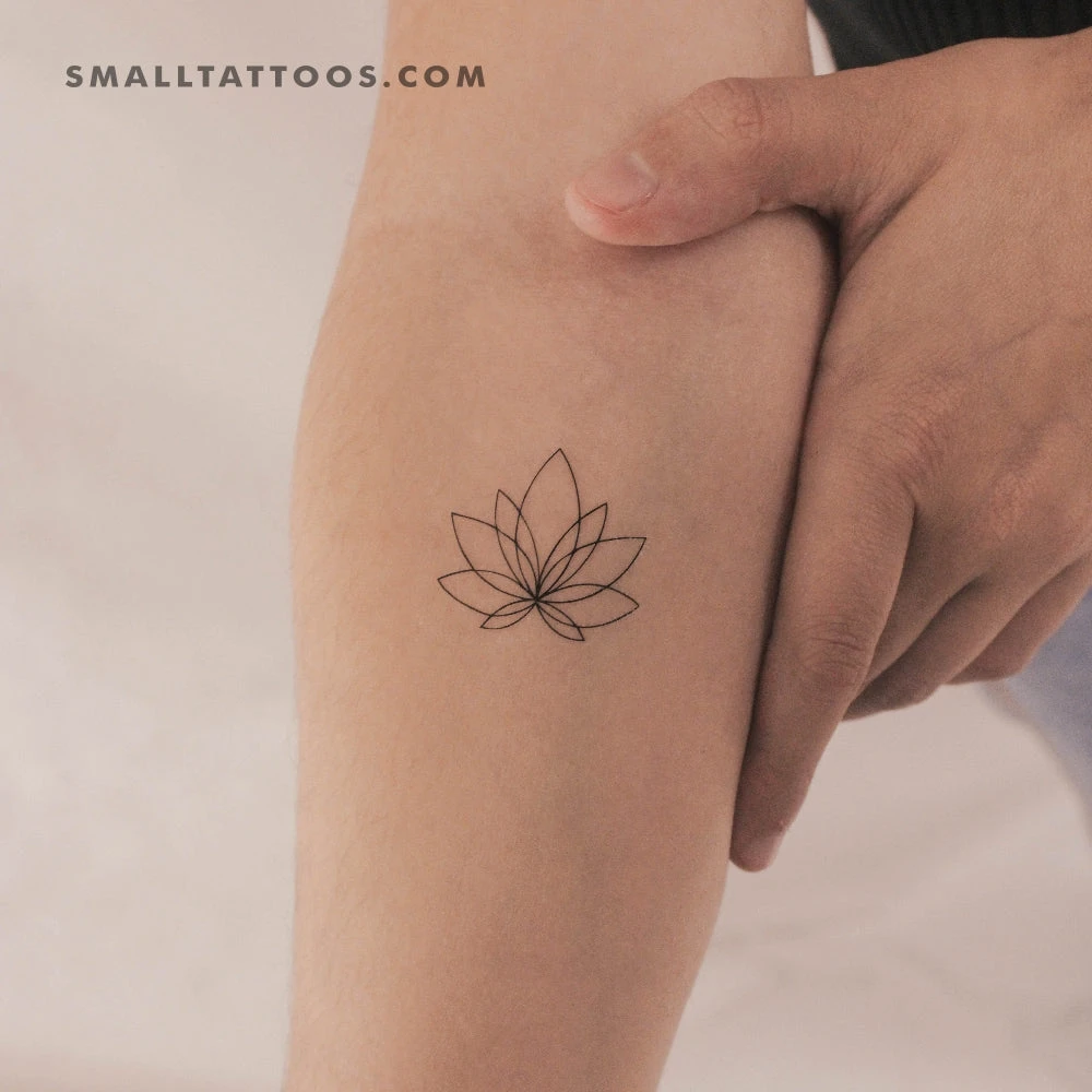 Fine Line Lotus Flower Temporary Tattoo (Set Of 3) 3 Fine Line Lotus Flower Temporary Tattoo (Set Of 3)