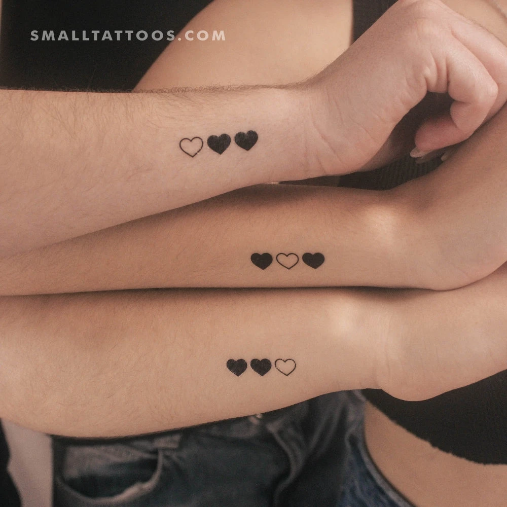 Matching Hearts Temporary Tattoo (Set Of 3x3) 4 Matching Hearts Temporary Tattoo (Set Of 3x3) - Image 2