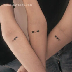 Matching Hearts Temporary Tattoo (Set Of 3x3)